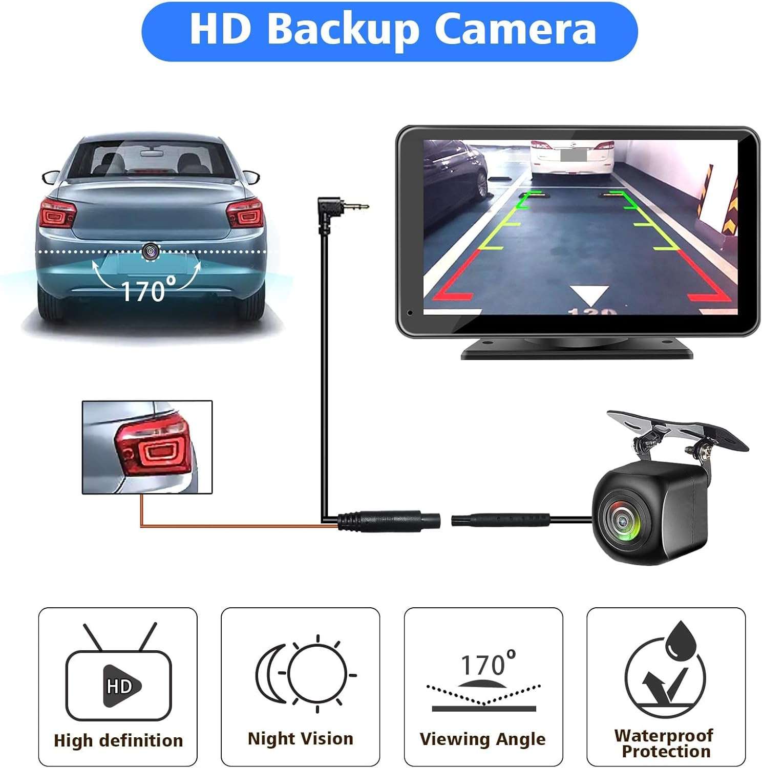Portable Wireless with Apple Carplay and Android Auto Screen for Car, 7″ HD Touc