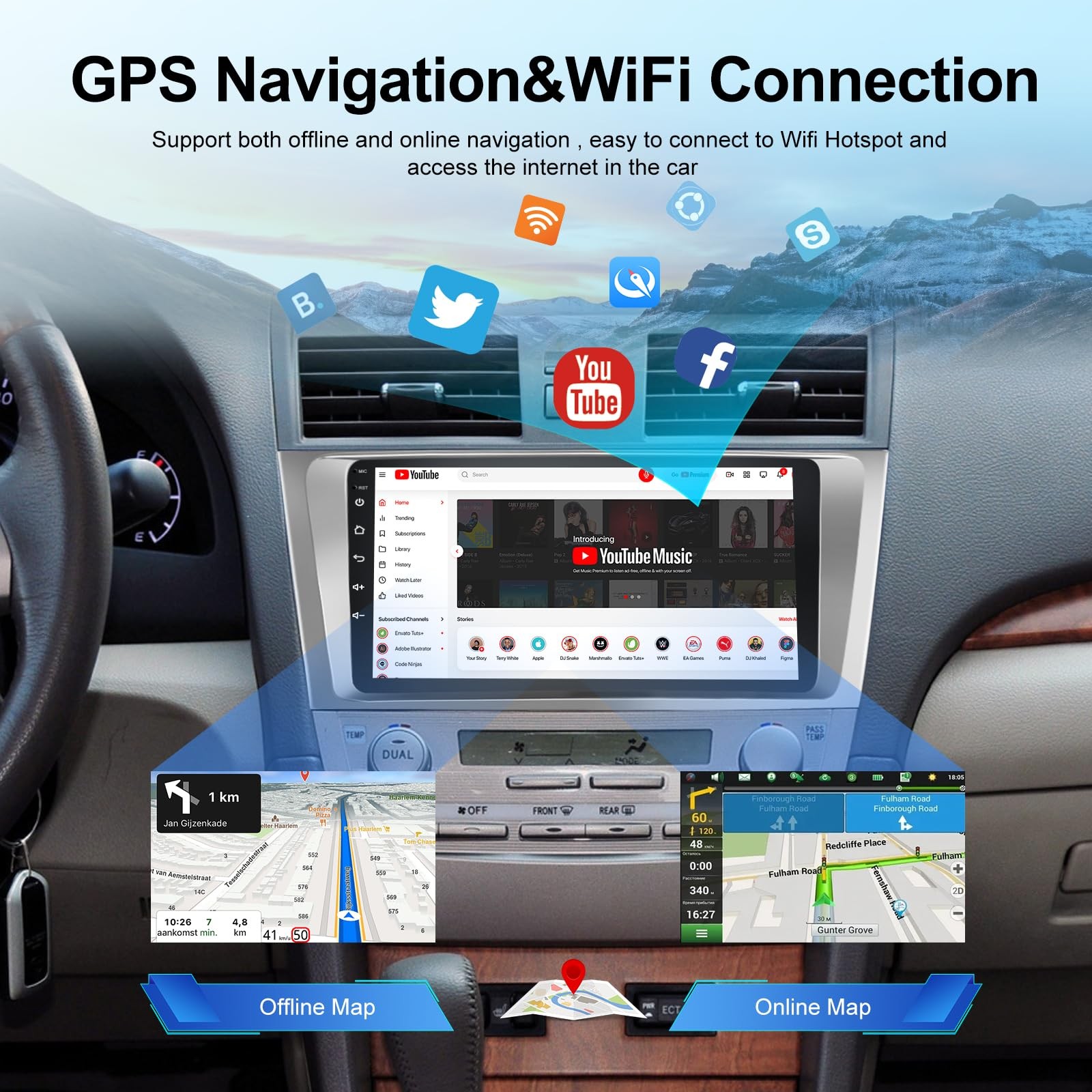 Nhopeew Upgrade Android For Toyota – 9 Inch Hd Touchscreen Dsp –