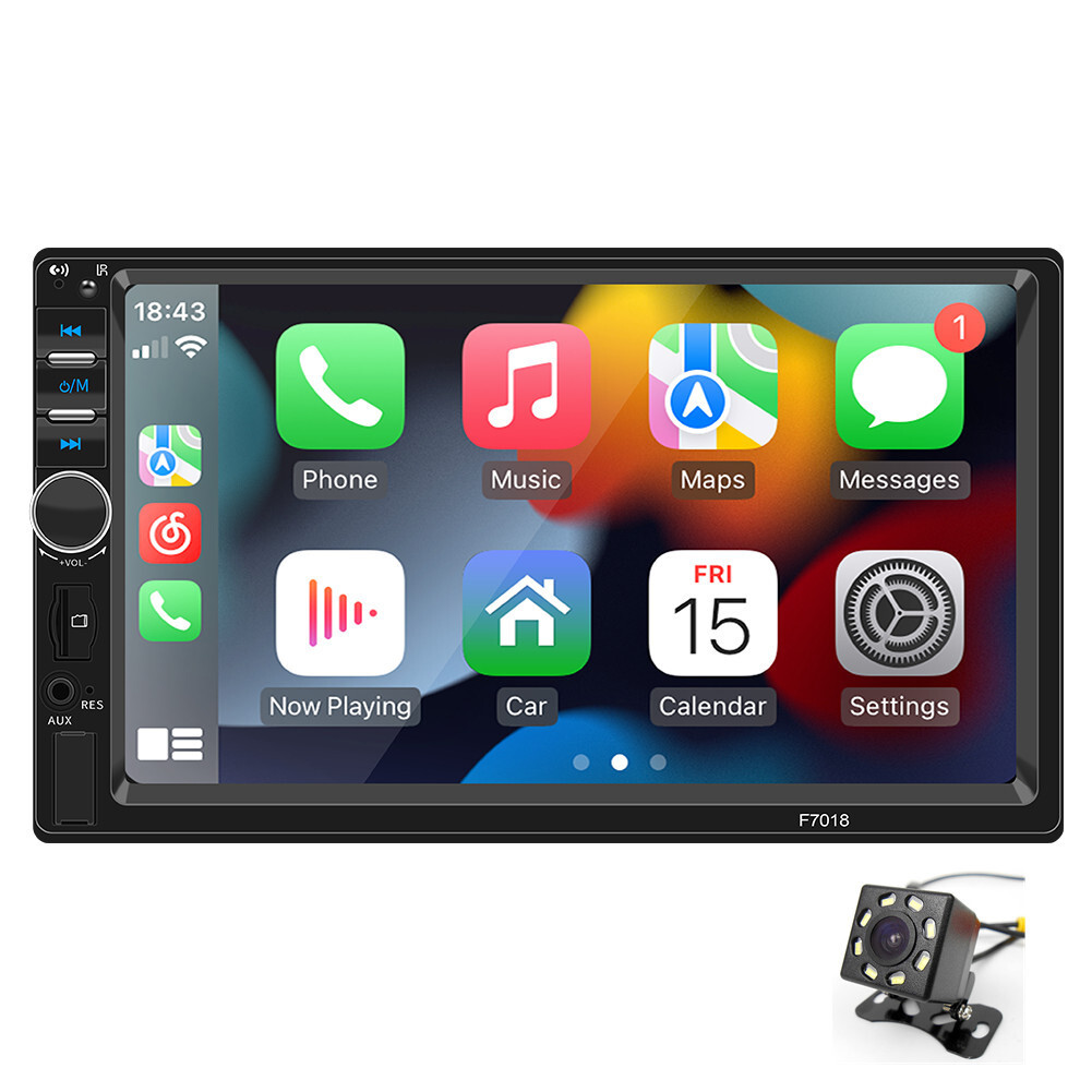 Double DIN Car Radio MP5 Player Touch Screen Bluetooth With 8LED Rear Camera Kit
