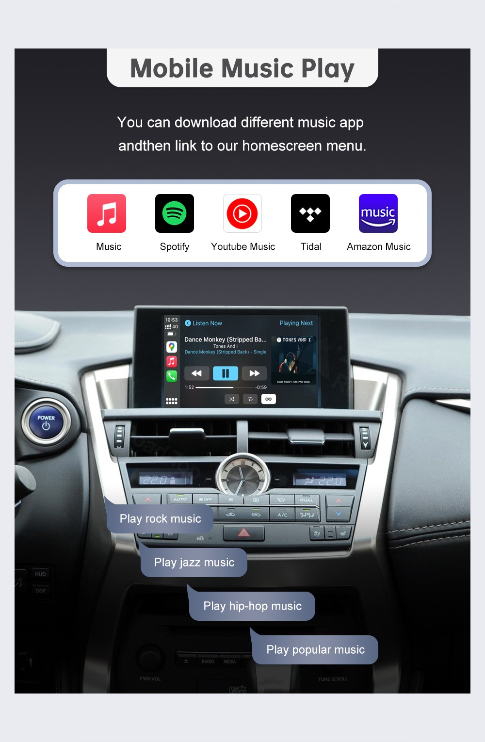 Wireless Carplay Android Auto Module For Lexus NX 2014-2019 Mirror Link AirPlay