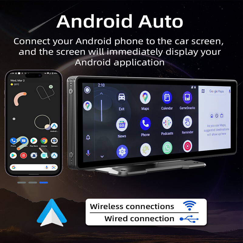 Portable Wireless Carplay AndroidAuto Touchscreen 9″ Car Stereo Bluetooth Camera