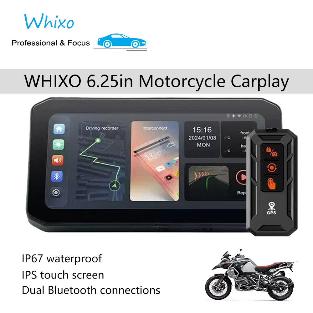 Wireless Carplay Android WHIXO Auto Moto Stereo with HD Display IPS Touchscreen