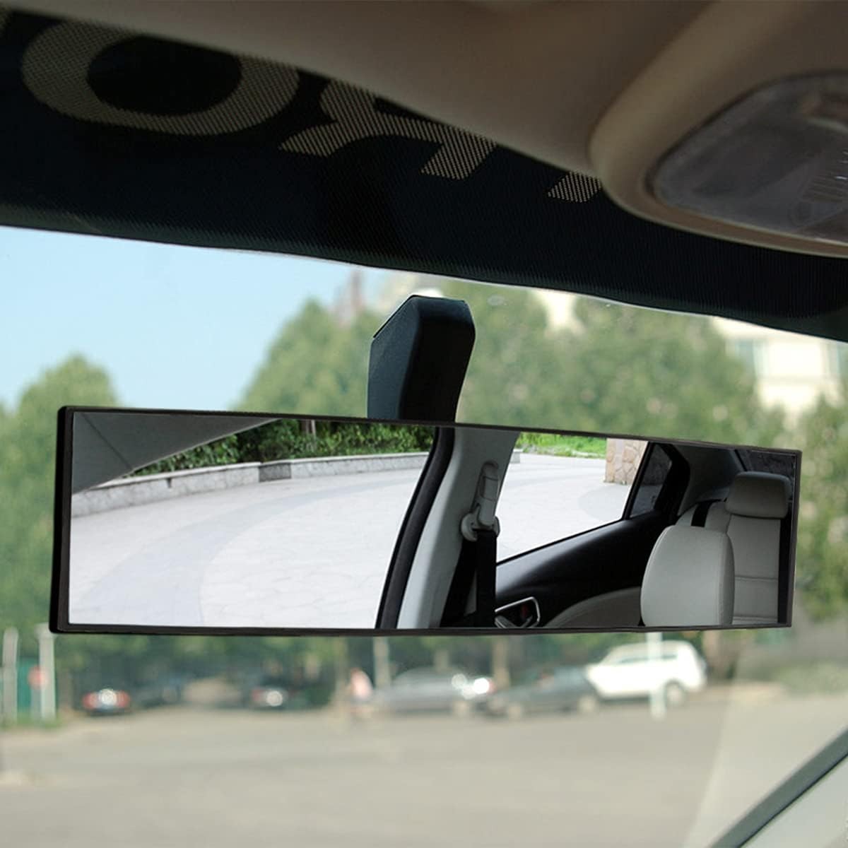 12″ Car Rearview Mirror Clip-On Panoramic Shock Resistant HD Wide View White SUV