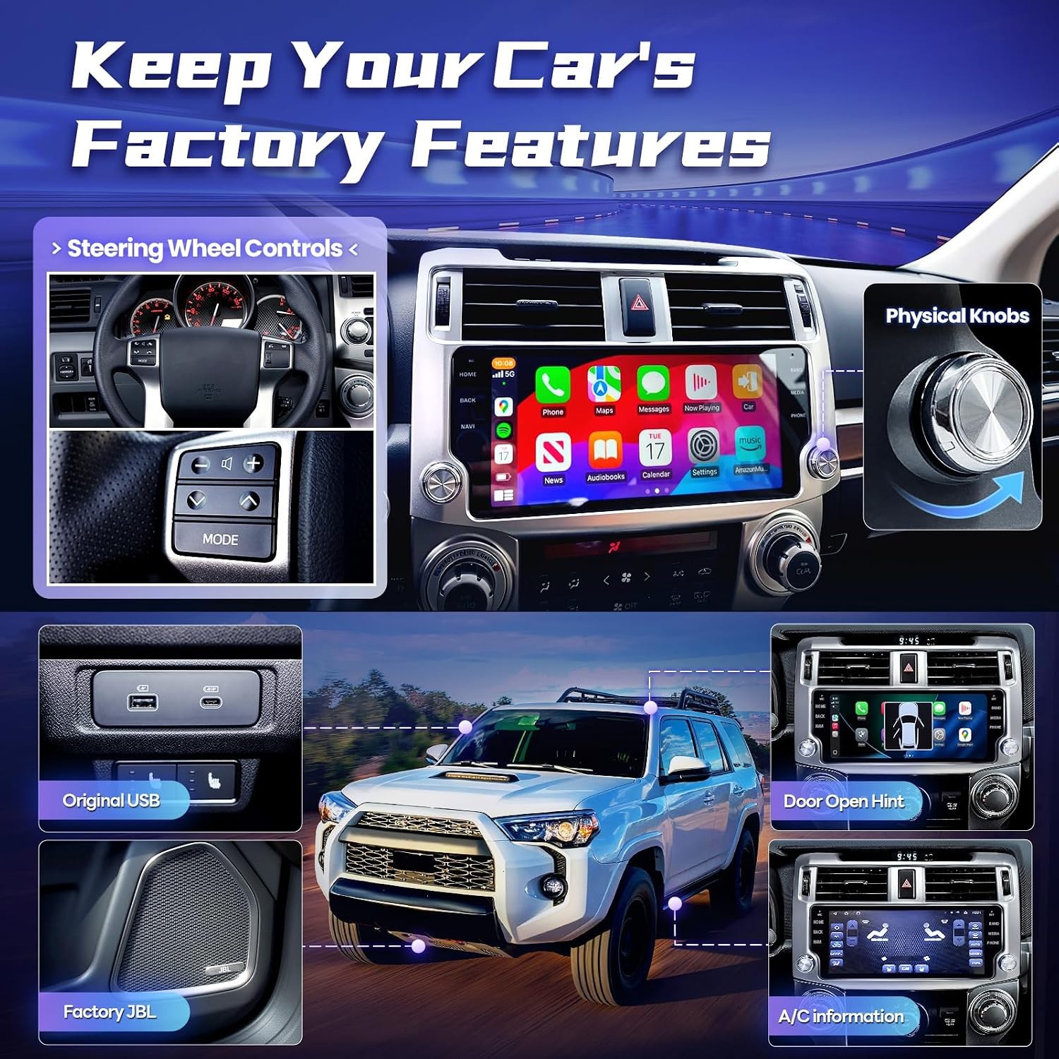 10.33” For 2010-2019 Toyota 4runner Car Stereo Radio Android 13 Carplay FM 128GB