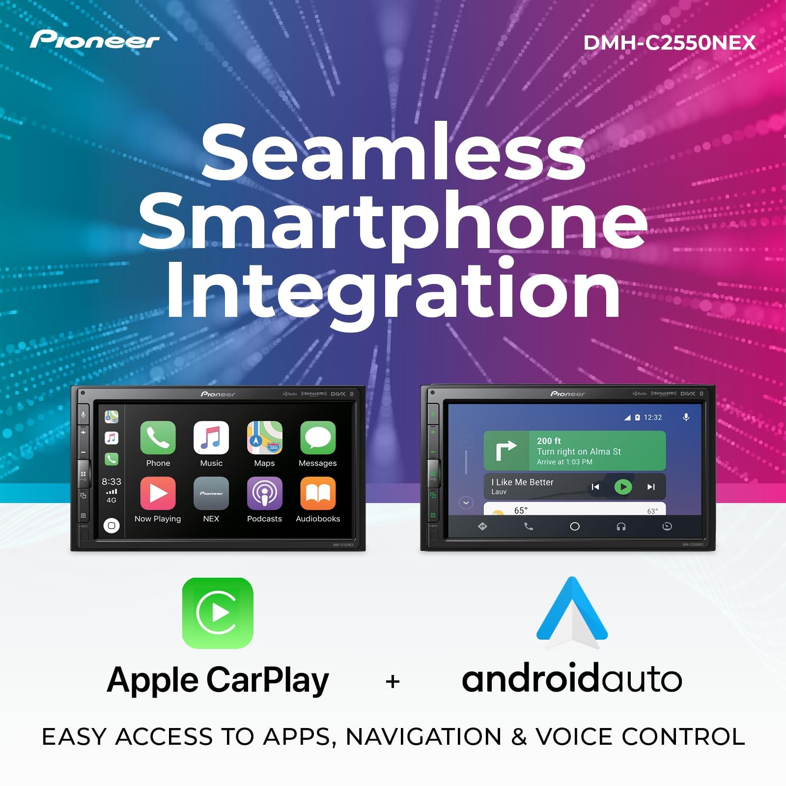 Pioneer DMH-C2550NEX 6.8″ Capacitive Touchscreen, Modular 6.8″, 16:9, Black