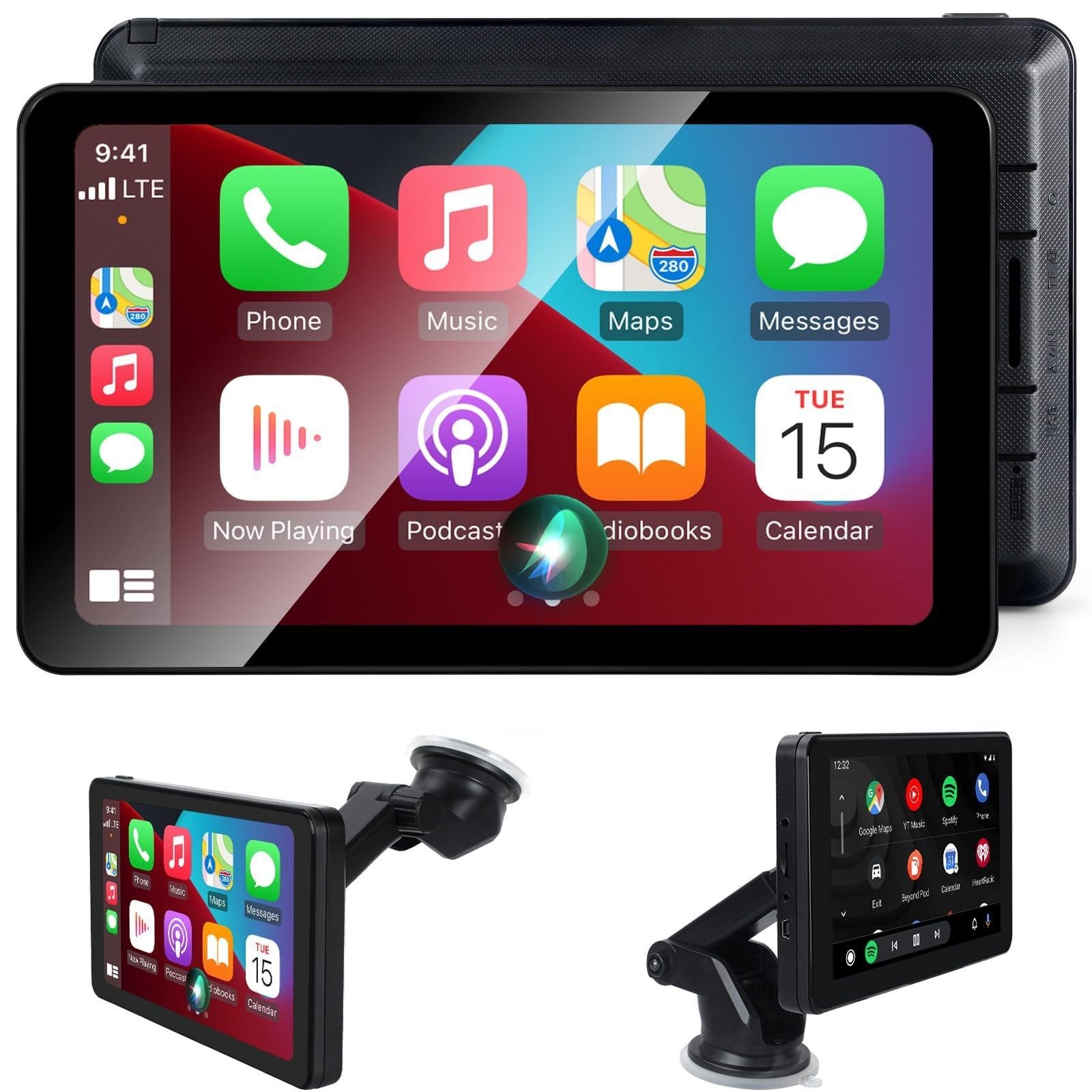 Wireless CarPlay Screen Android Auto for Car, 7″ Car Stereo Touch Screen
