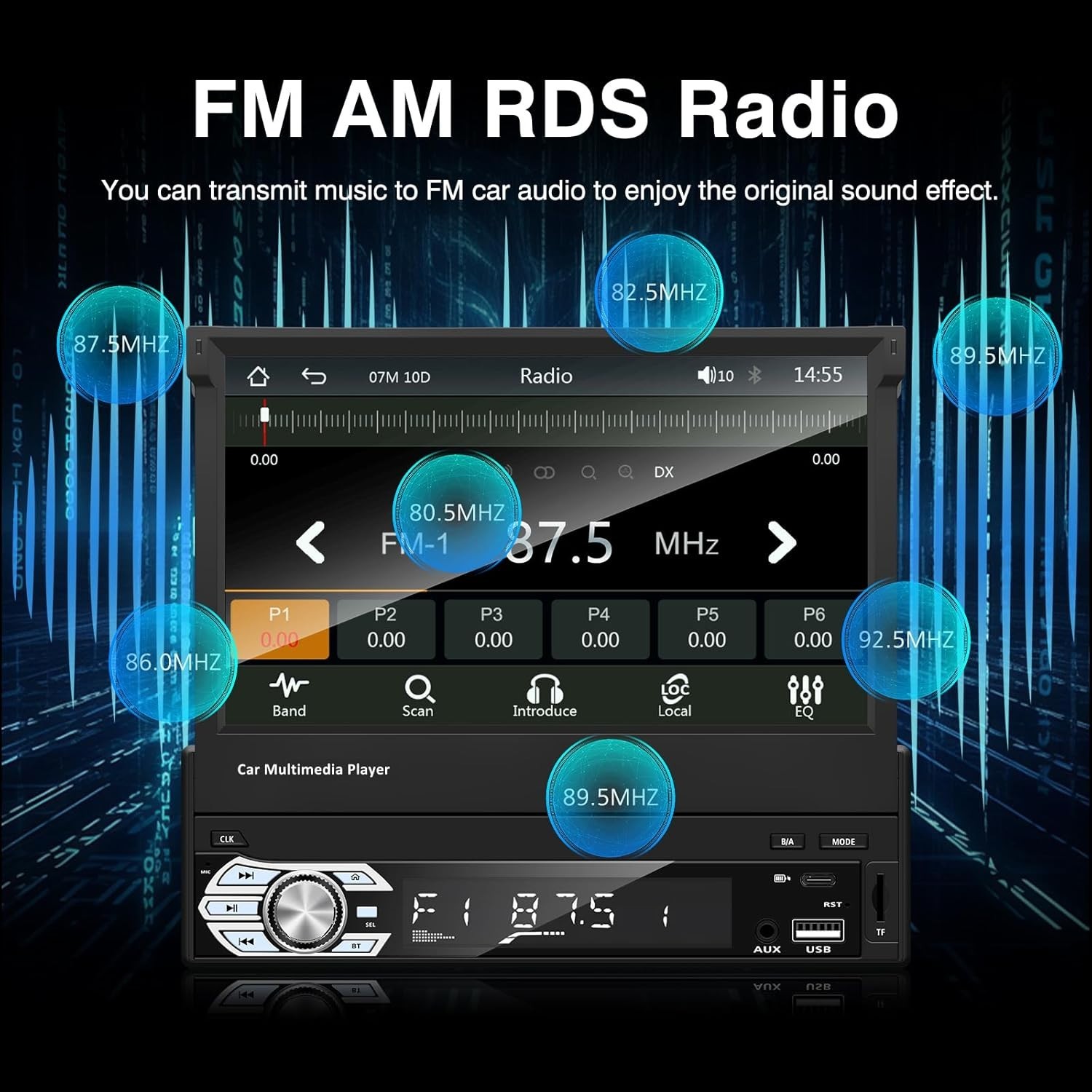 Type-C & USB Car Radio: 7-Inch Flip-Out Display, Bluetooth, & Hands-Free Calling
