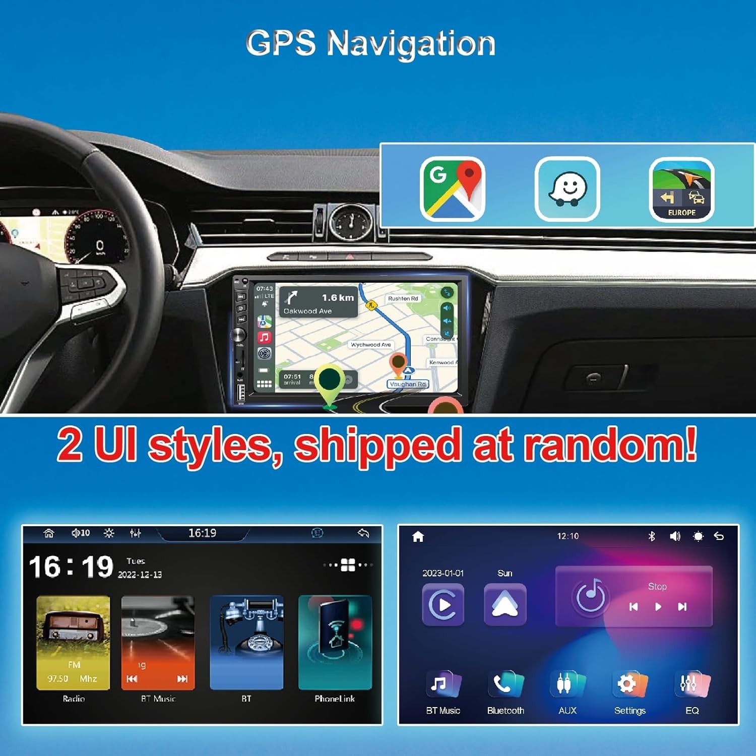 Wireless Double Din Car Stereo Works with Apple Carplay,7 Inch HD 1024 * 600 …