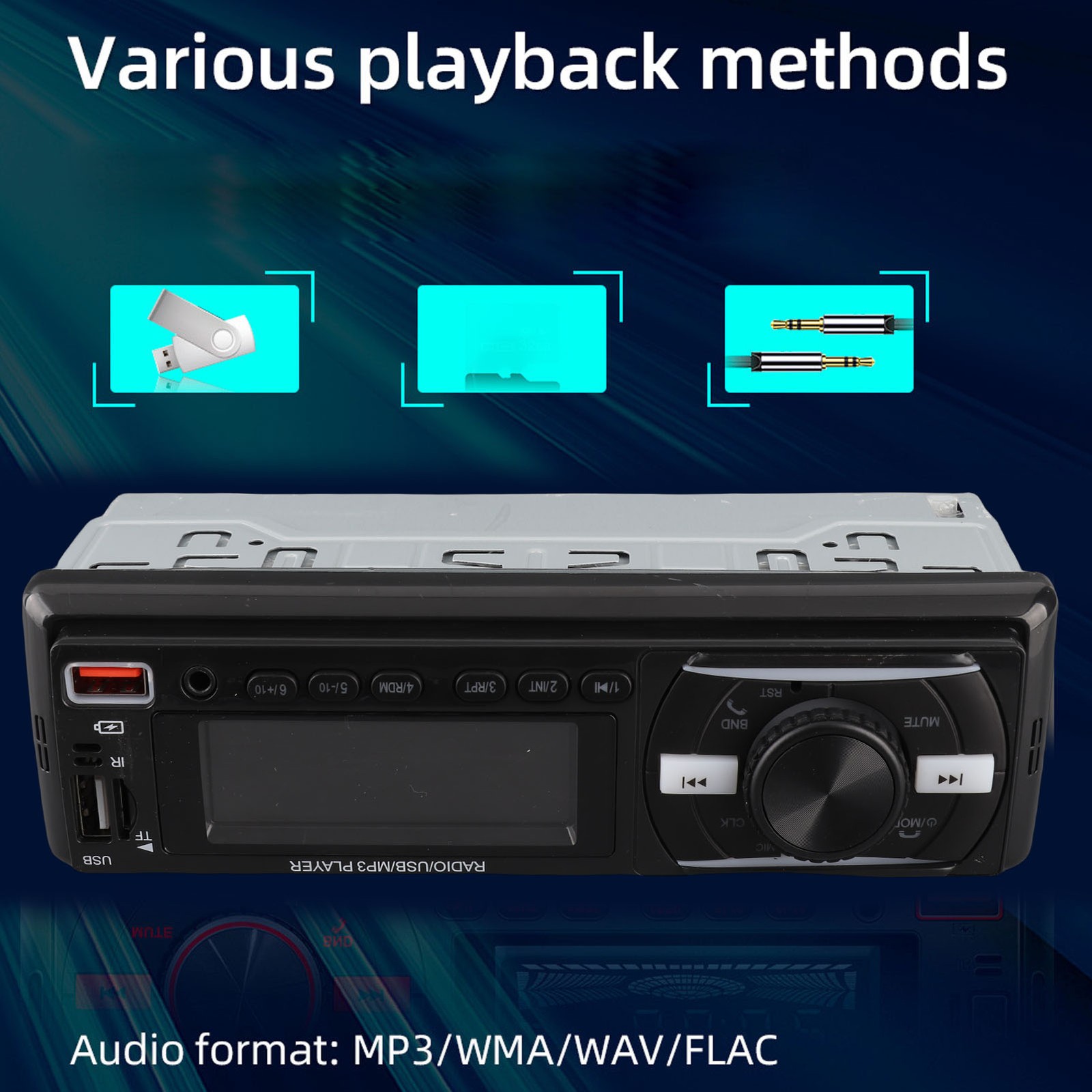 Single DIN Car Radio LCD Display Car Audio Player 60Wx4 High Power For Travel