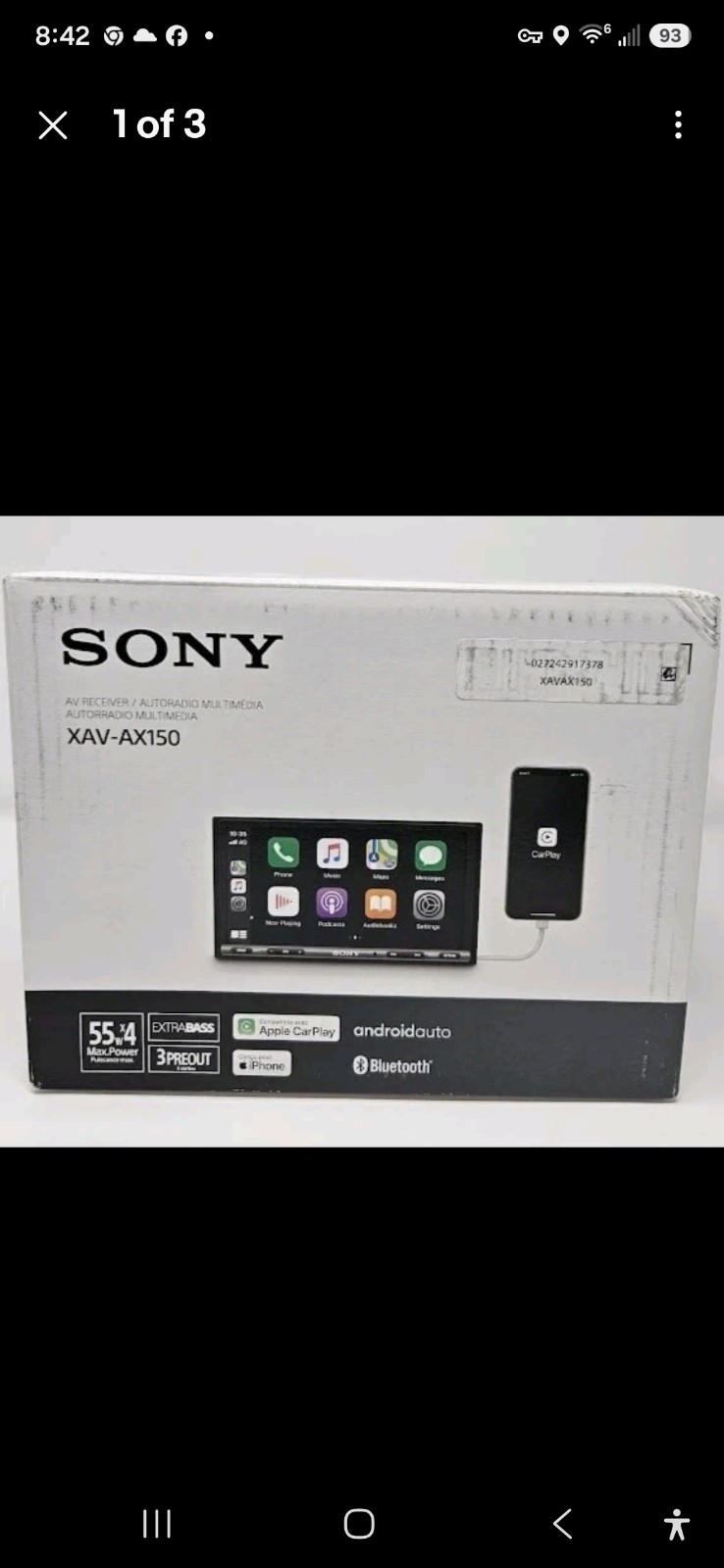 Sony XAV-AX150 6.95″ Apple CarPlay Android Auto Bluetooth Car Stereo w/ Harness
