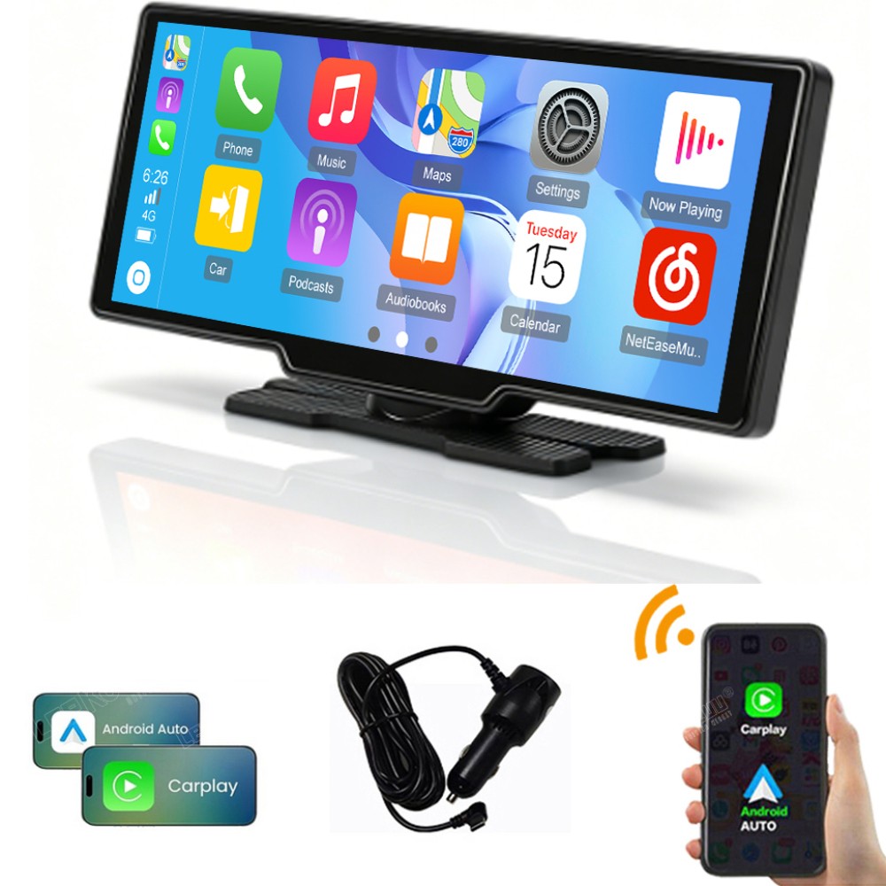 10.26′ Touch Screen Wireless Apple CarPlay Android Auto Car Radio Universal 4K