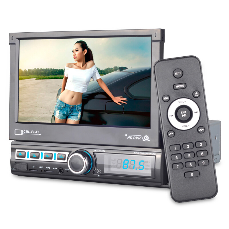Single 1 Din 7″ Flip out Car Radio MP5 Player Touch Screen Bluetooth GPS+ remote