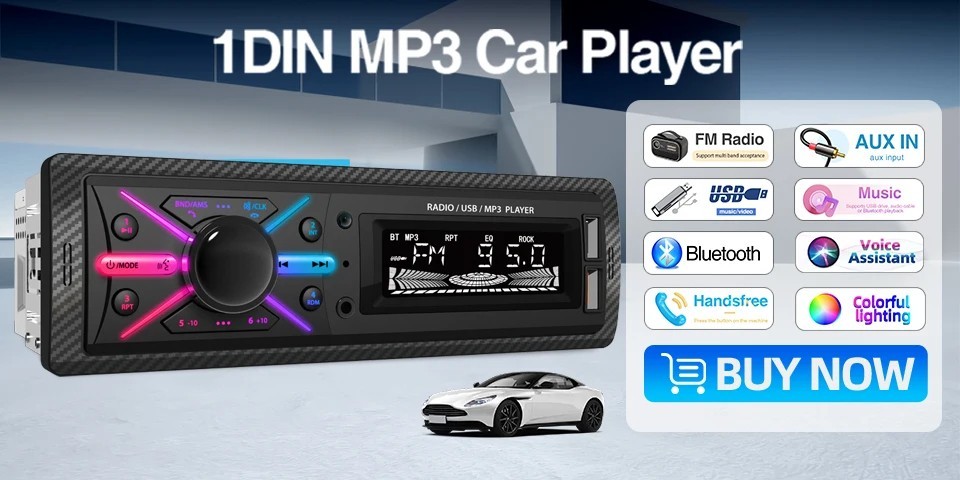 1 Din Car Radio MP3 Player Classic Car Retro Audio Stereo Support FM AUX EQ USB