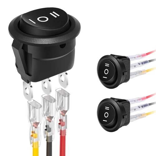 12V Round Rocker Switch – DC ON/Off/ON – 3 Pack – 3 Positions