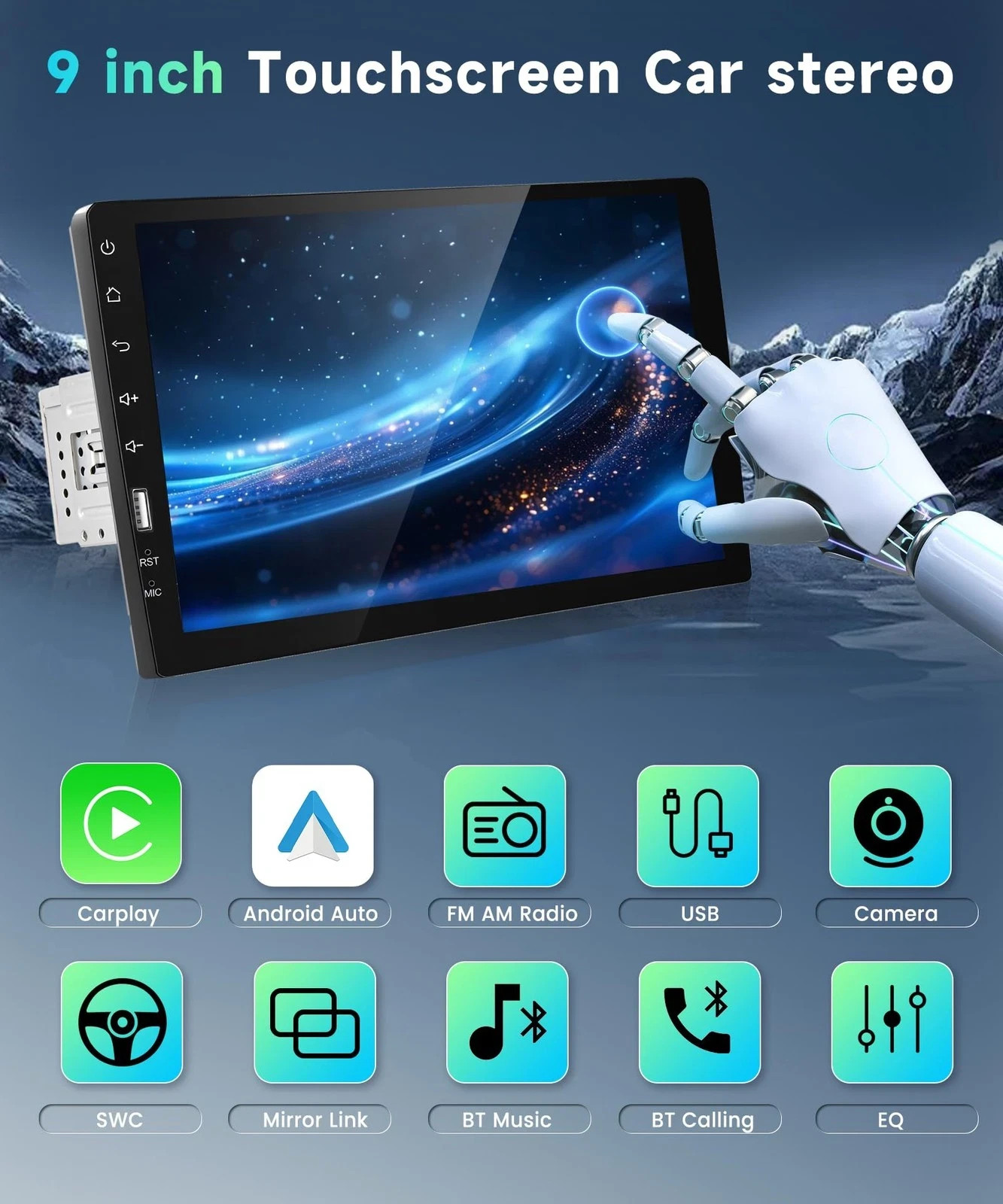Radio Estereo De Pantalla Para Coche Carro GPS WiFi Tactil Single Din Bluetooth