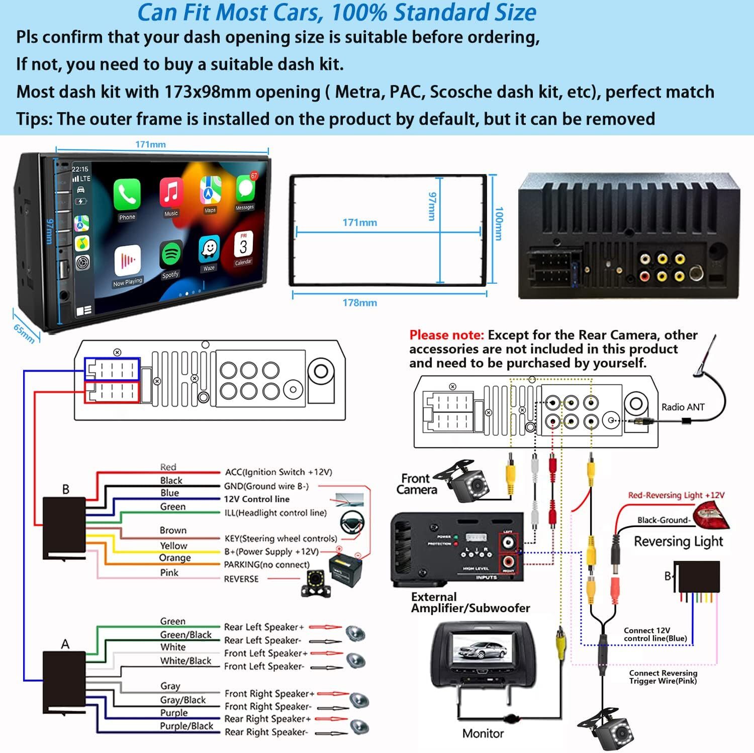 Estereo Para Coche De Doble Din Compatible Con Apple Carplay Y Android Auto, …