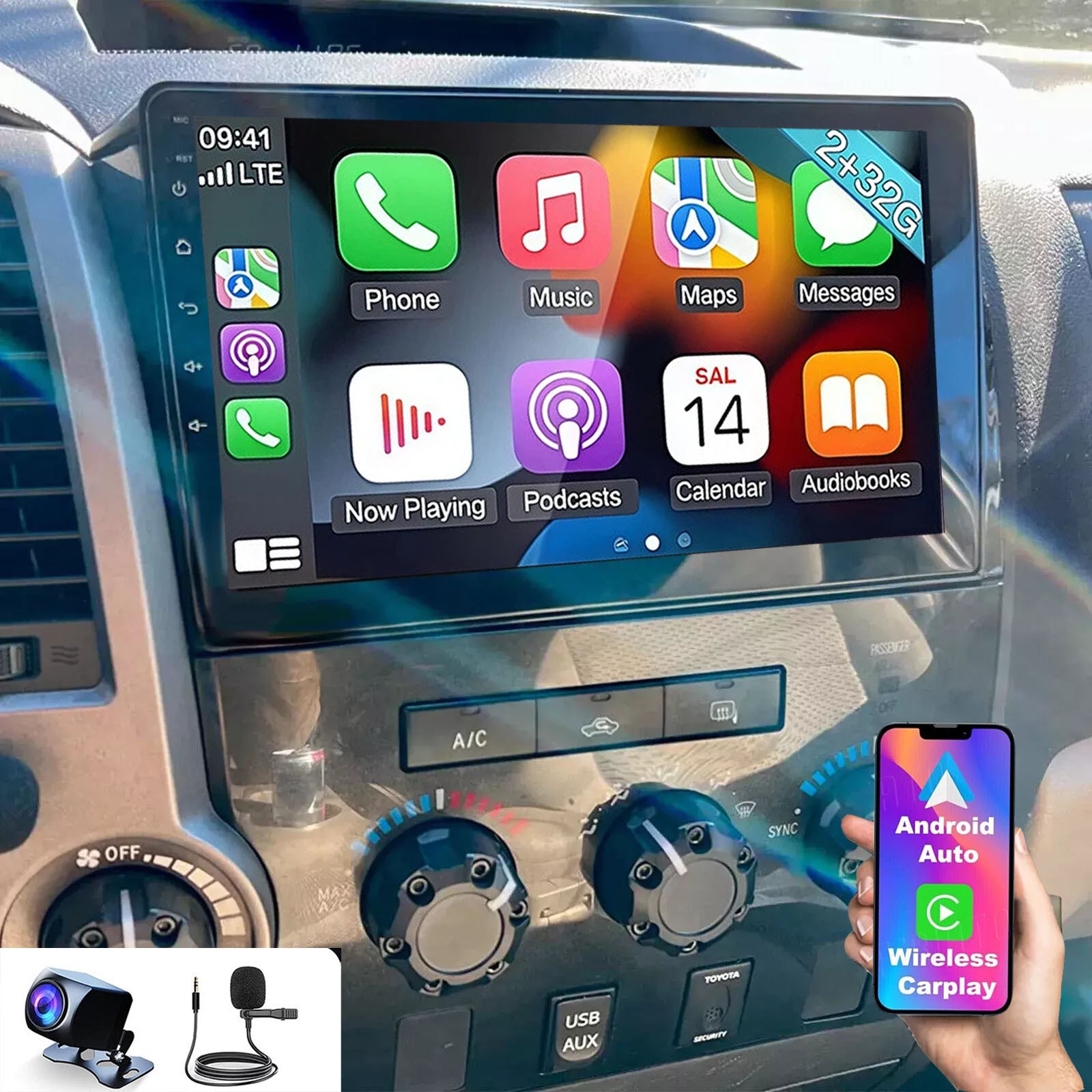 Android13 Car Stereo GPS Navi CarPlay Radio JBL 2+32GFor Toyota Tundra & Sequoia