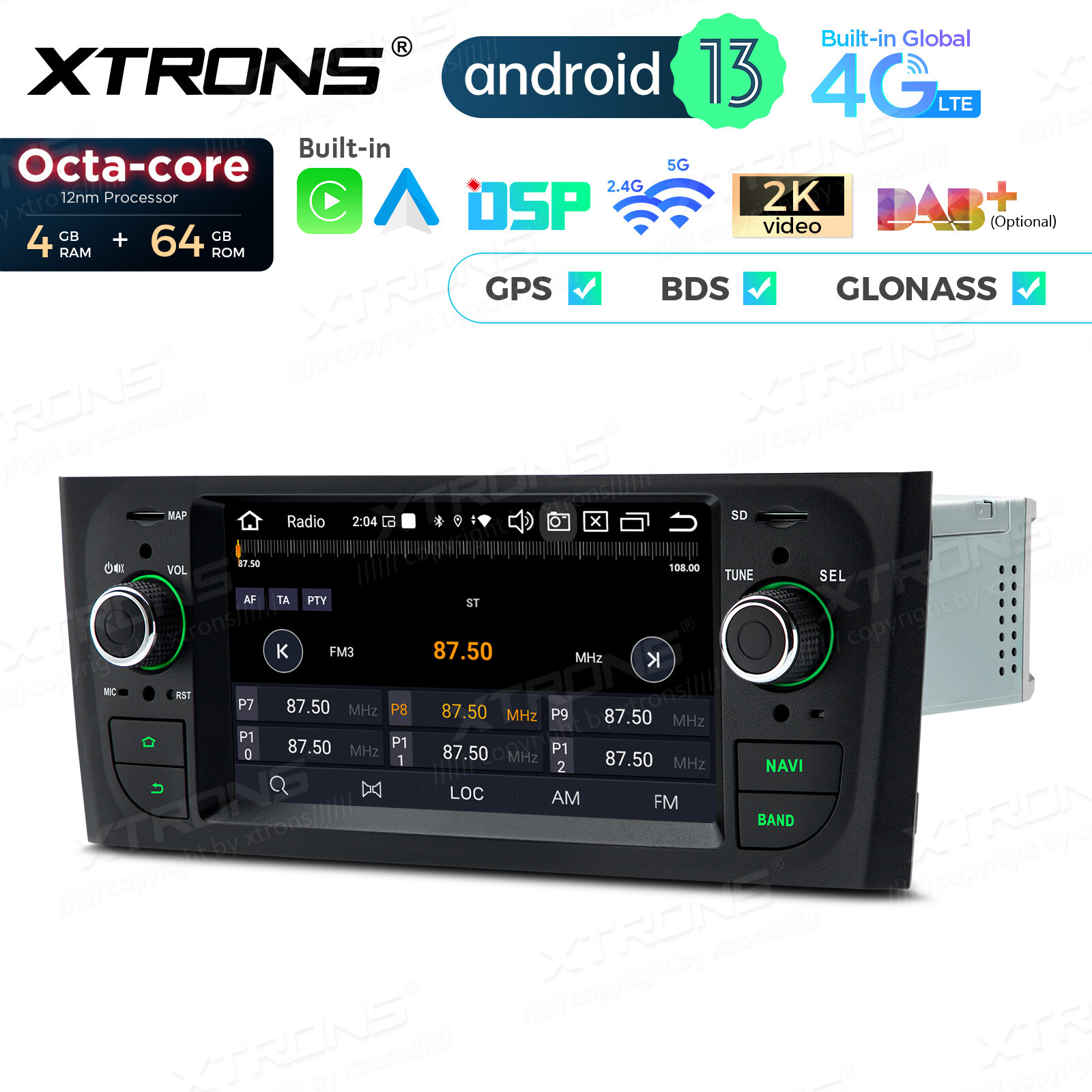 6.1″ Android 13 8-Core Car Stereo GPS CarPlay 4+64GB For Fiat Grande Punto Linea