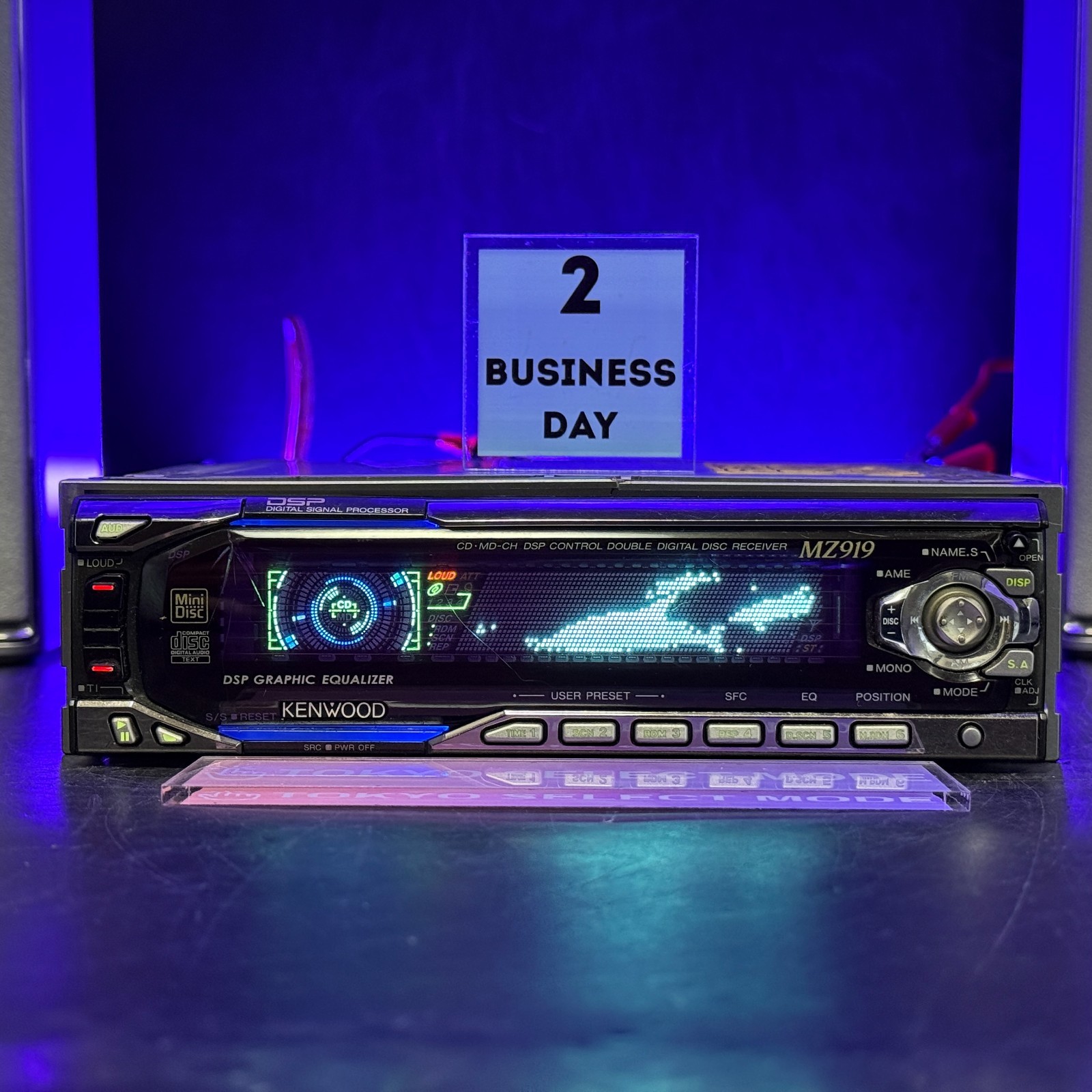 KENWOOD MZ919 1DIN Car Audio CD MD Player JDM Dolphin Display Tested In Stock