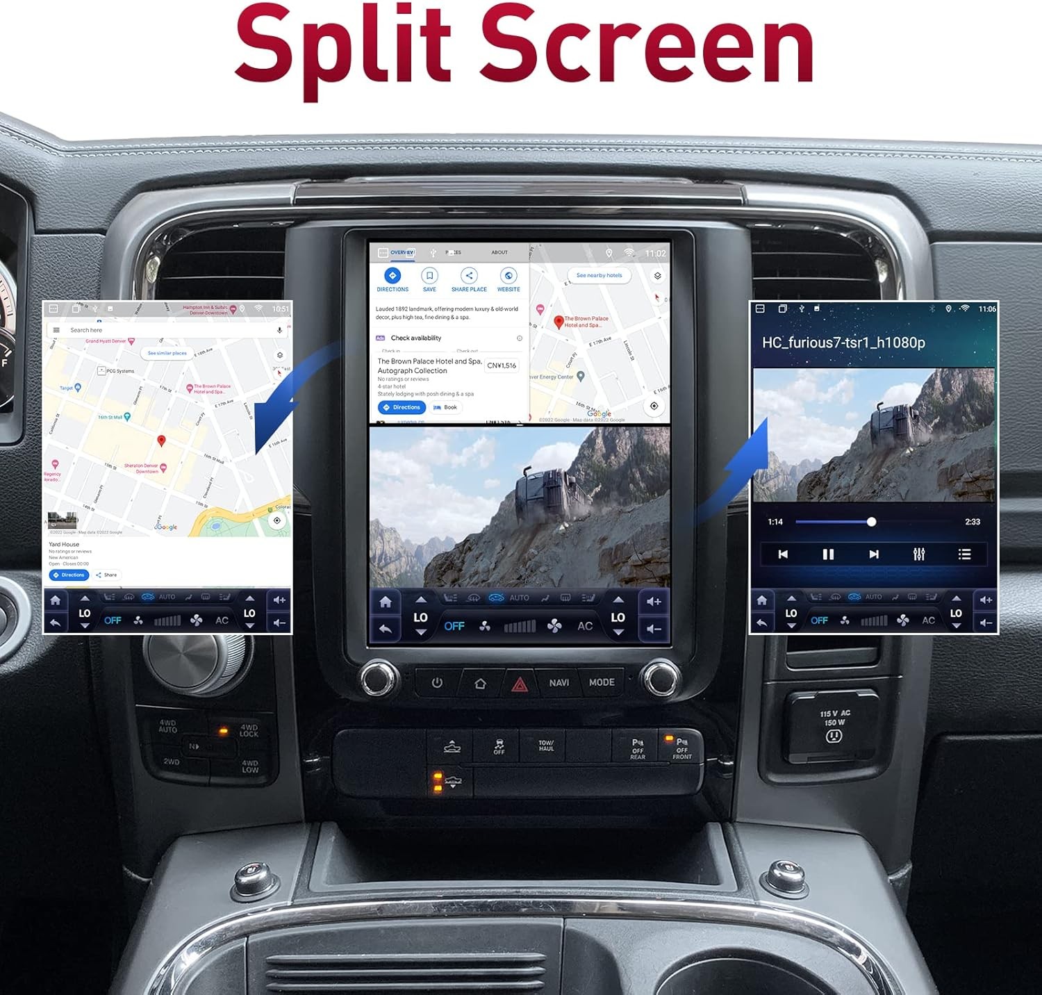 2013-2018 Ram 1500 10.4″ Android Auto CarPlay Radio Auto AC Upgrade