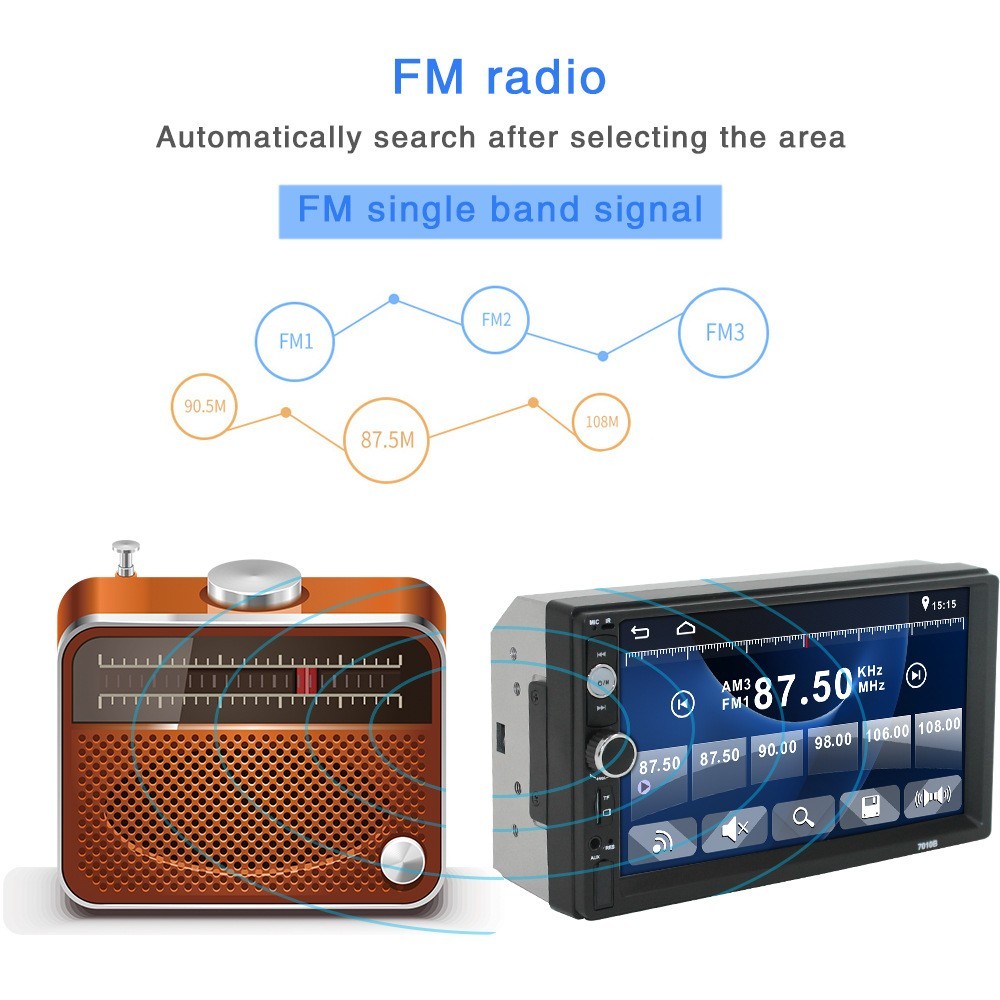 7” 2 DIN HD Car MP5 Player CarPlay Touch Screen Bluetooth Stereo Radio FM/AUX