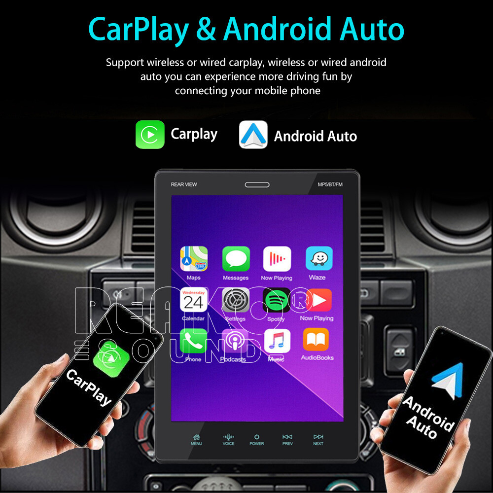 Removable 1DIN 9.5″ Touch Car Stereo FM Radio Bluetooth Apple Carplay MP5 Player