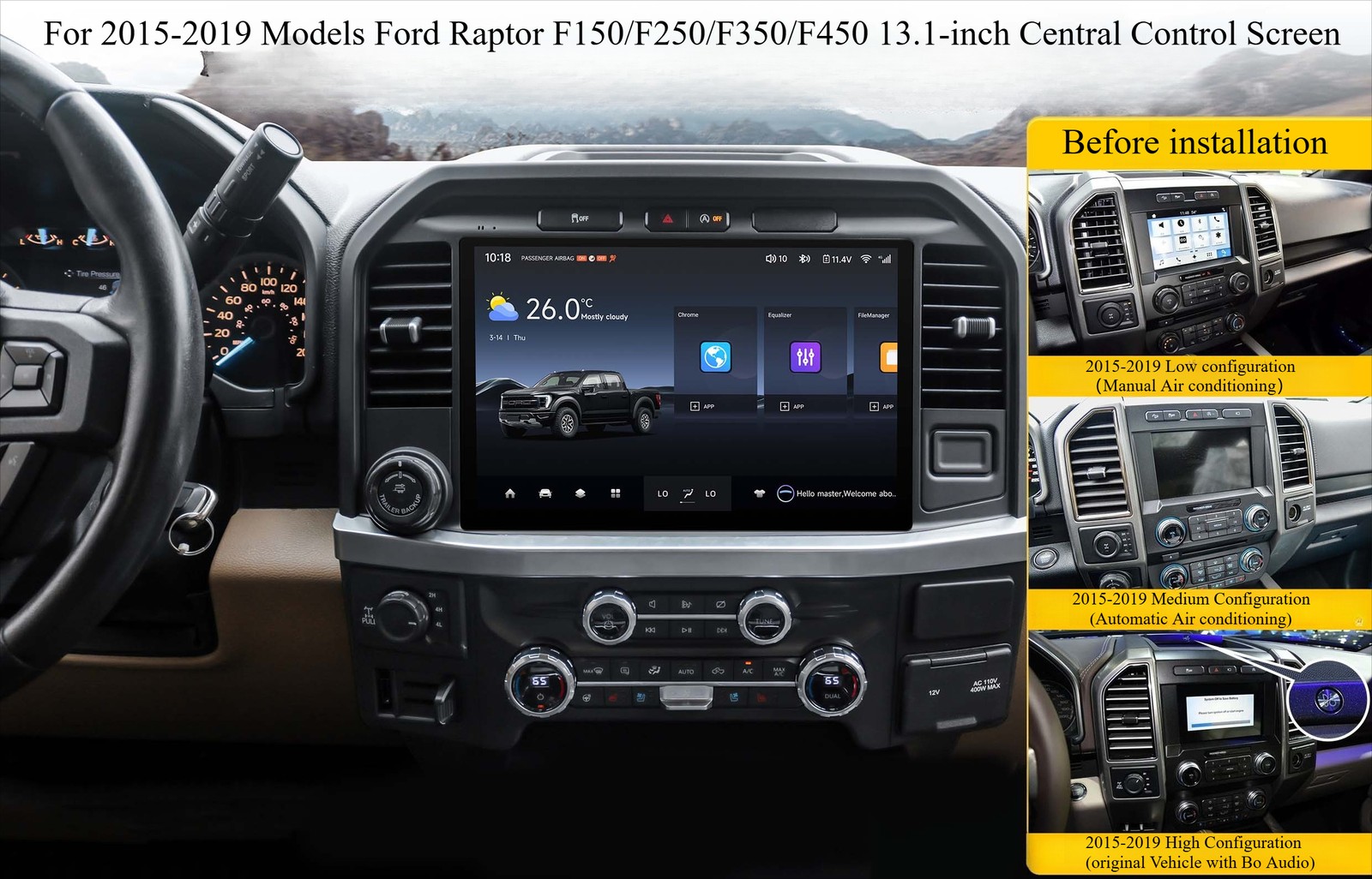 13.1″Ford F150/F250/F350/F450 For 2015-2019 Android Car Radio GPS Carplay Stereo