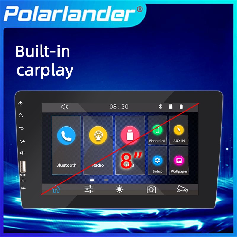 2Din Touch Screen Player Car Radio 8″ Bluetooth FM Built-in Carplay Android Auto