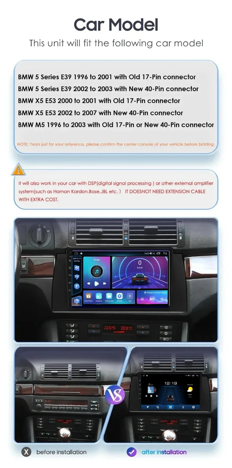 9″ Car Radio for BMW E39 X5 M5 E53 1999 – 2006 Android 15 Stereo CarPlay GPS