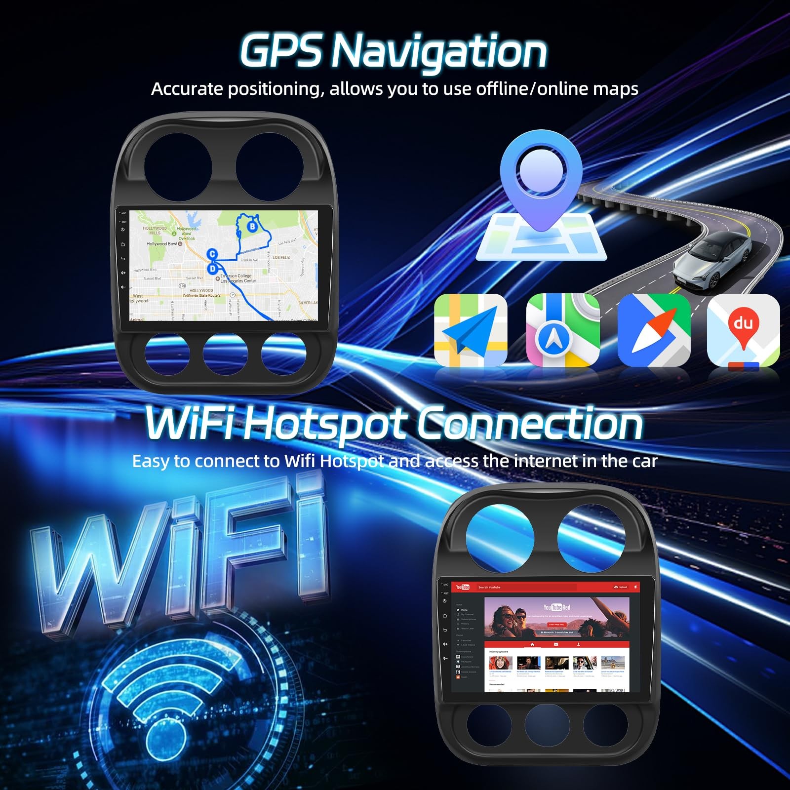 Nhopeew Android Radio For Jeep Compass Patriot 2010-2016 10.1 Inch Touch Screen