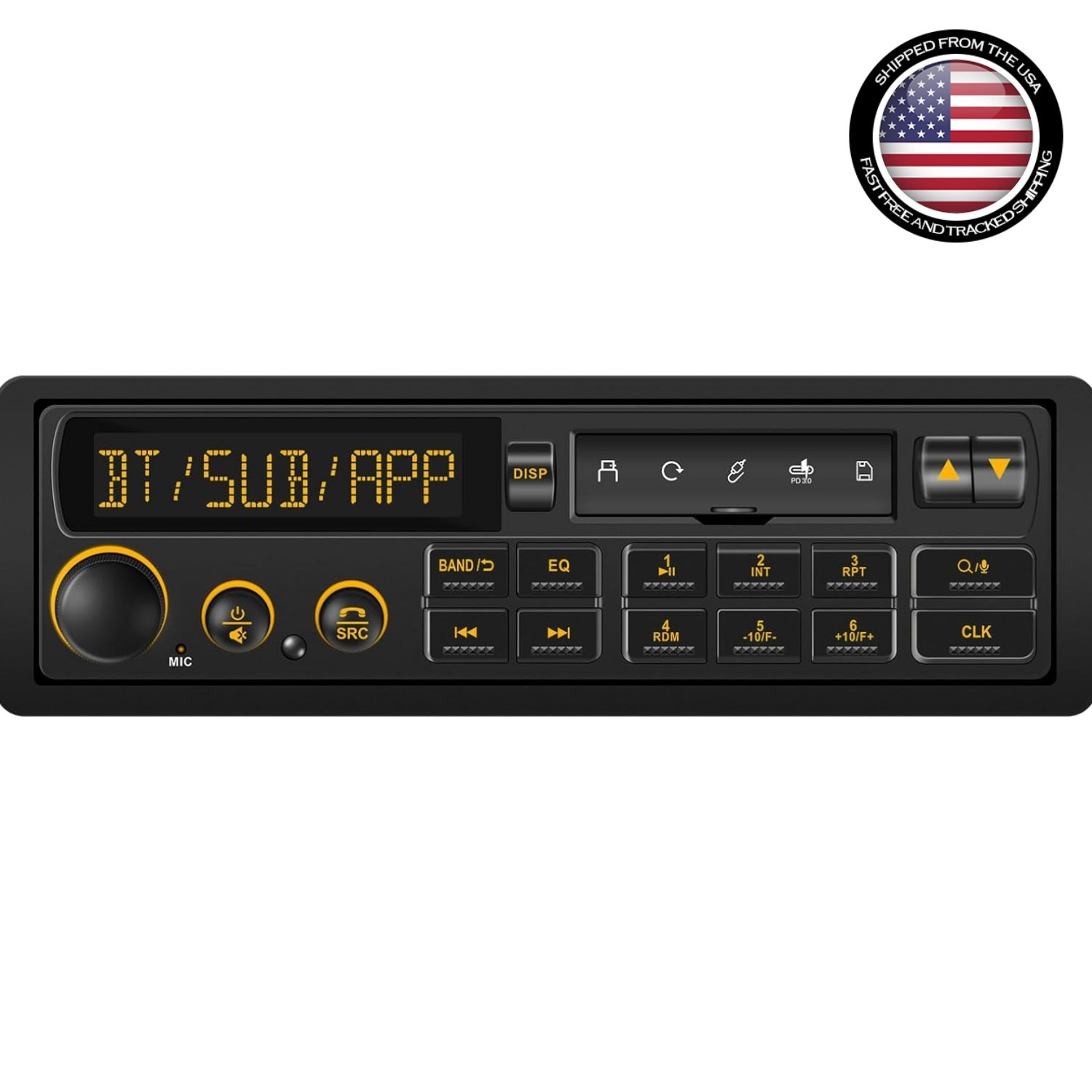 Car Stereo Receiver 80s Retro Single Din Bluetooth AM FM USB SD Type-C Car Radio