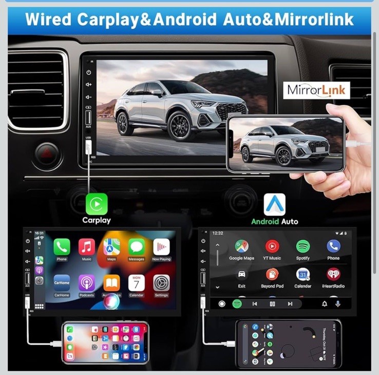 🔥Leadfan Double Din Car Stereo Radio Apple Carplay&Android,7inch HD Touchscreen