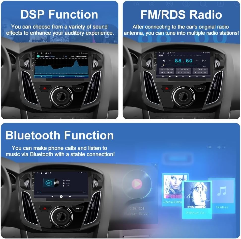 9″ 64G Android Auto Carplay Stereo for Ford Focus 2012-2018; Free Camera