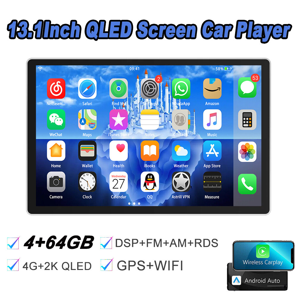 13.1”Android 13 8 CORE 4+64GB Car radio stereo 4G DSP Carplay 2KQLED Screen GPS
