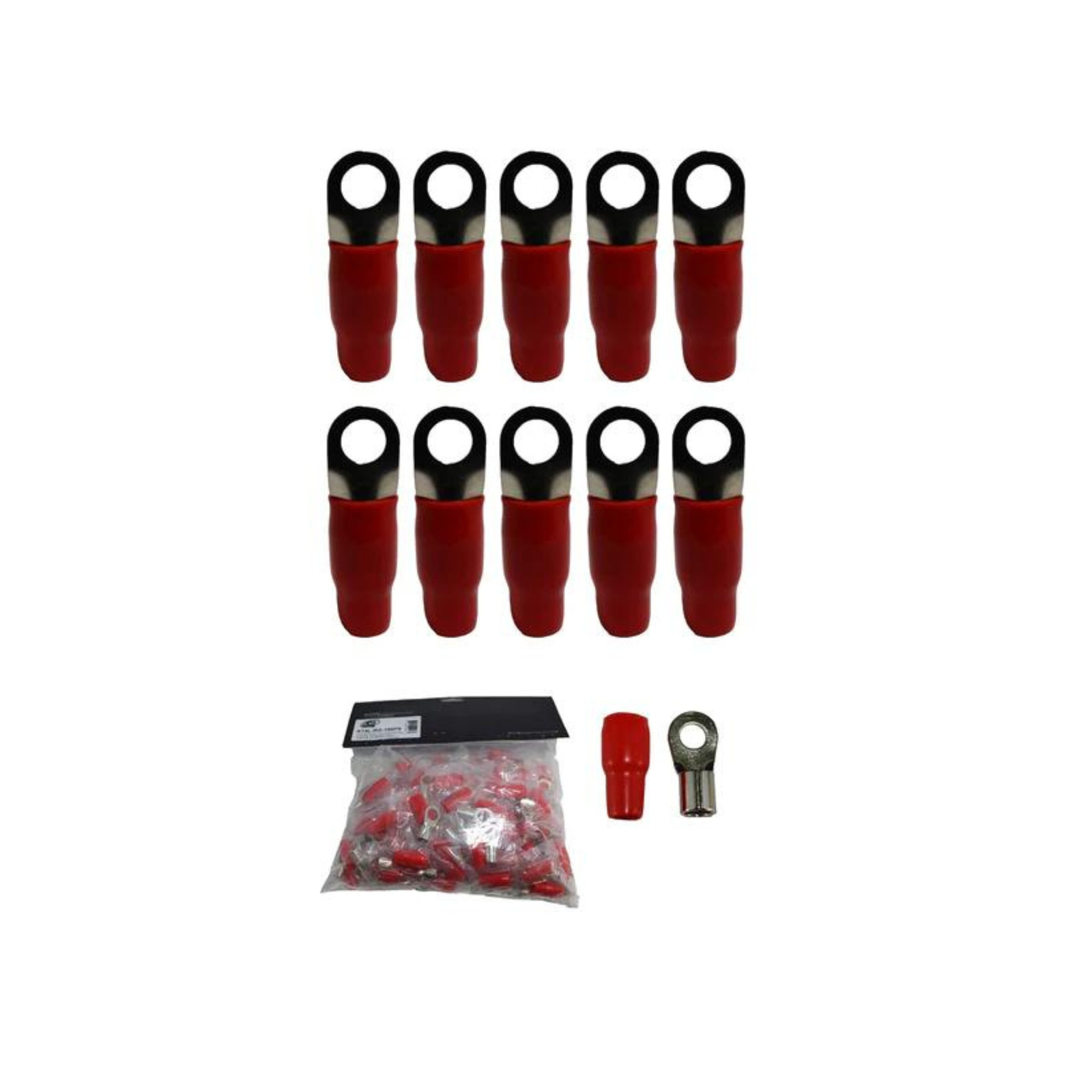 10 x XS Power Red 4 AWG 10.5MM Ring Terminals Nickle Plated XS-RT4L-RD