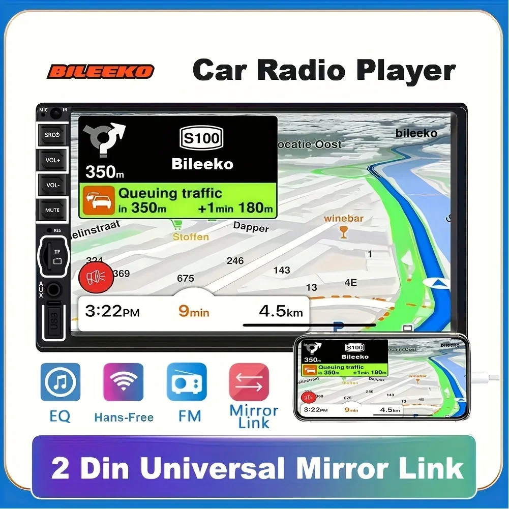 7″ 2 Din Car Stereo HD MP5 Player Bluetooth Touch Screen Radio Mrrior Link USB