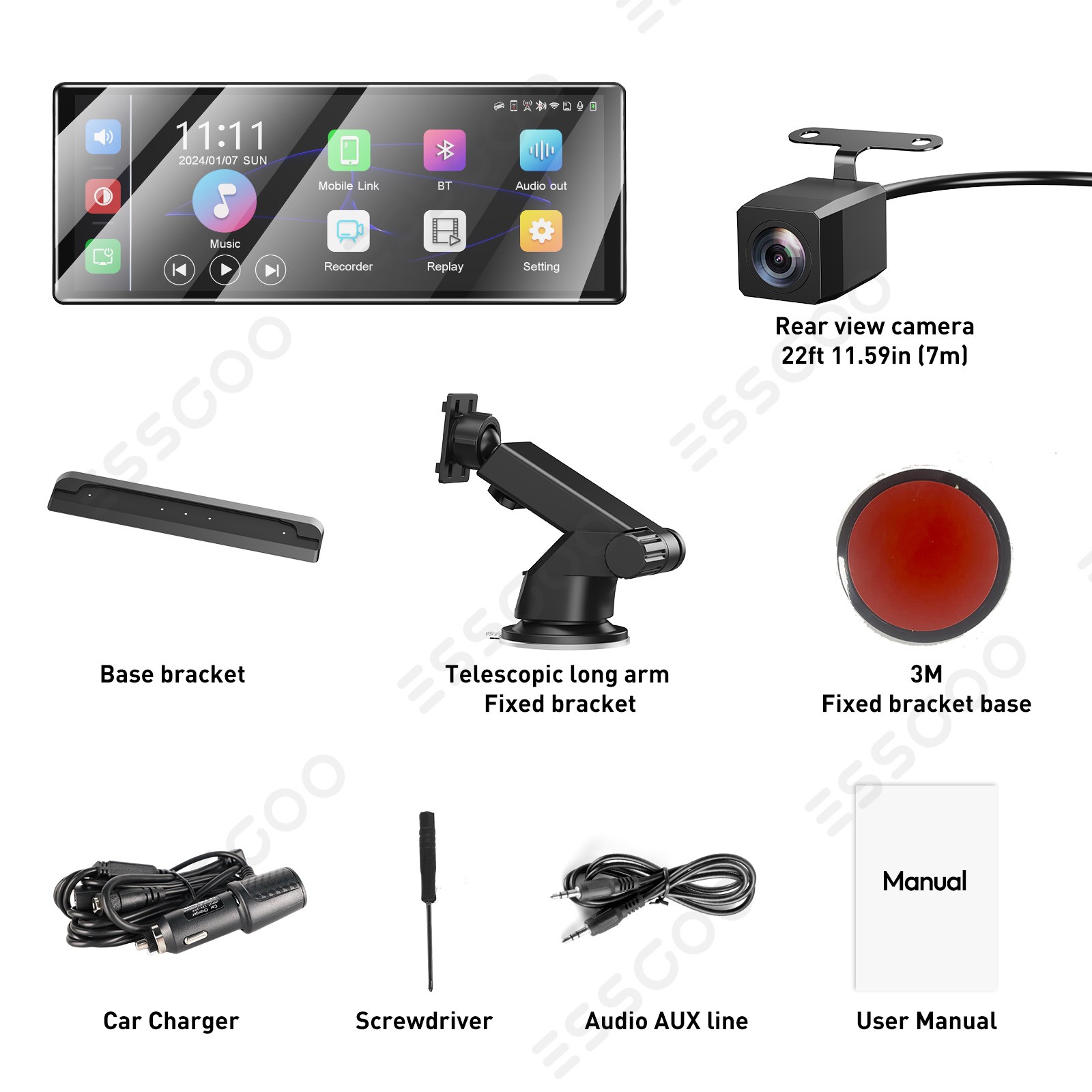 11.3″ Inch Car Portable IPS Touch Screen Apple CarPlay Tablet Android Auto Radio