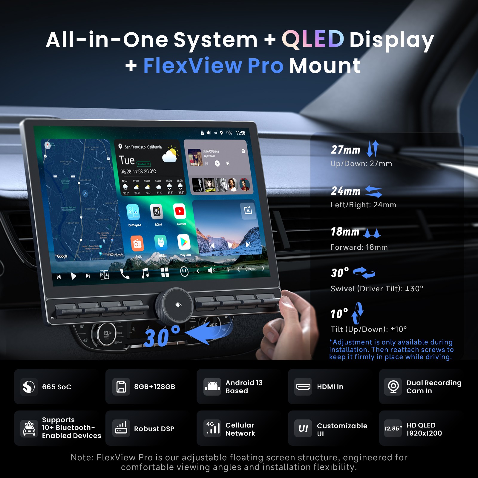 ATOTO 12.95″ AI Android Car Stereo X10 1DIN&2DIN CP&AA w/ OBDII Scanner Dual CAM