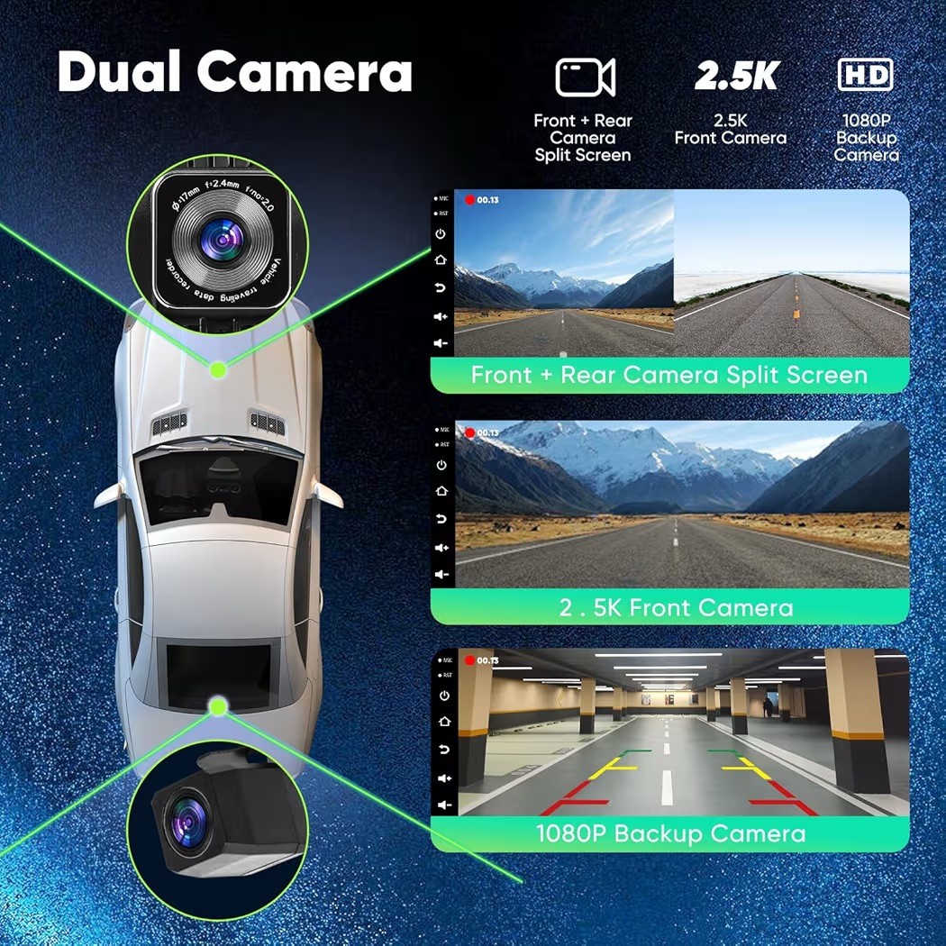 9.3″ Carplay Screen for Car with Backup Camera, 2.5K , Android Auto Compatible