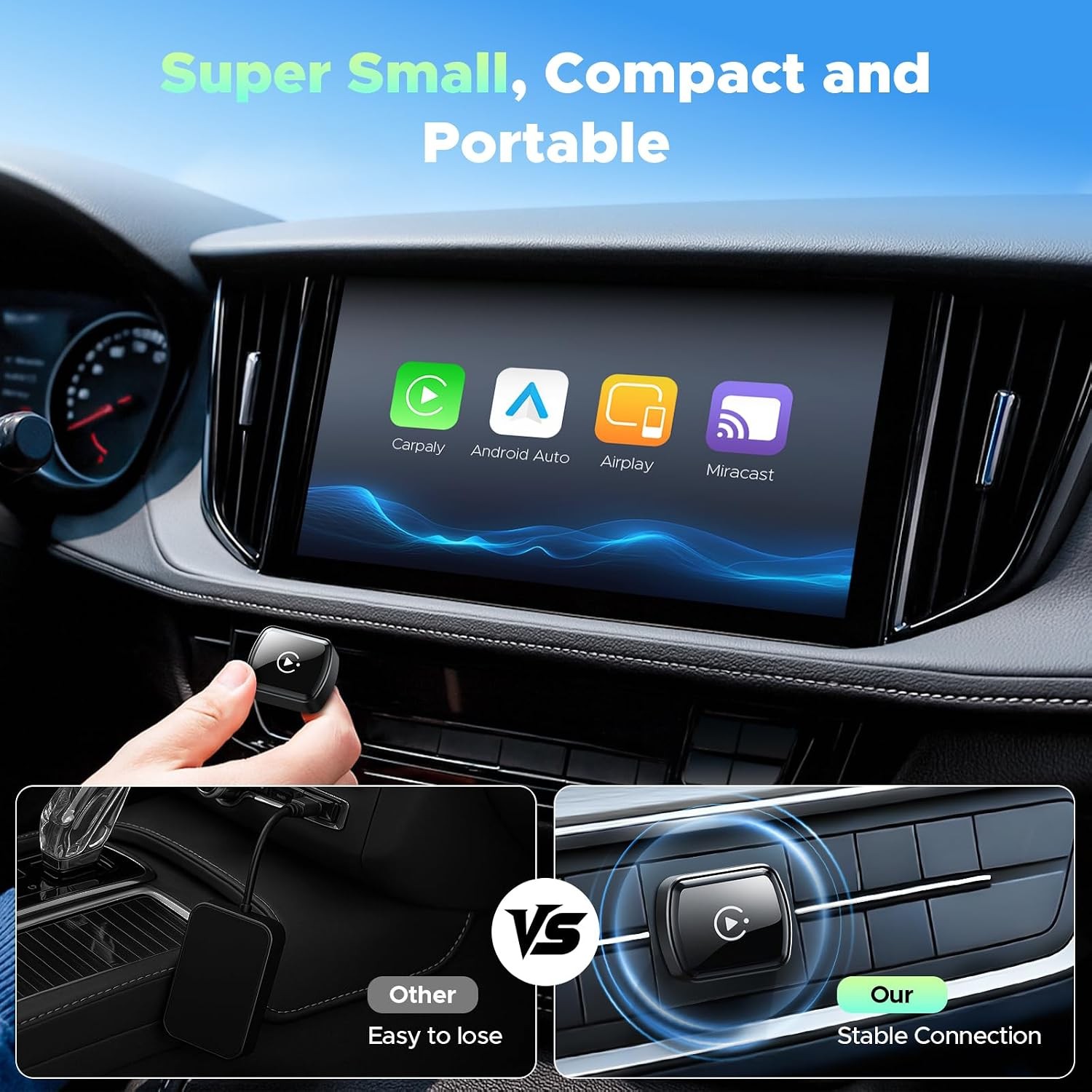 4-IN-1 Wireless CarPlay Adapter & Android Auto Wireless Adapter Plug & Play USB
