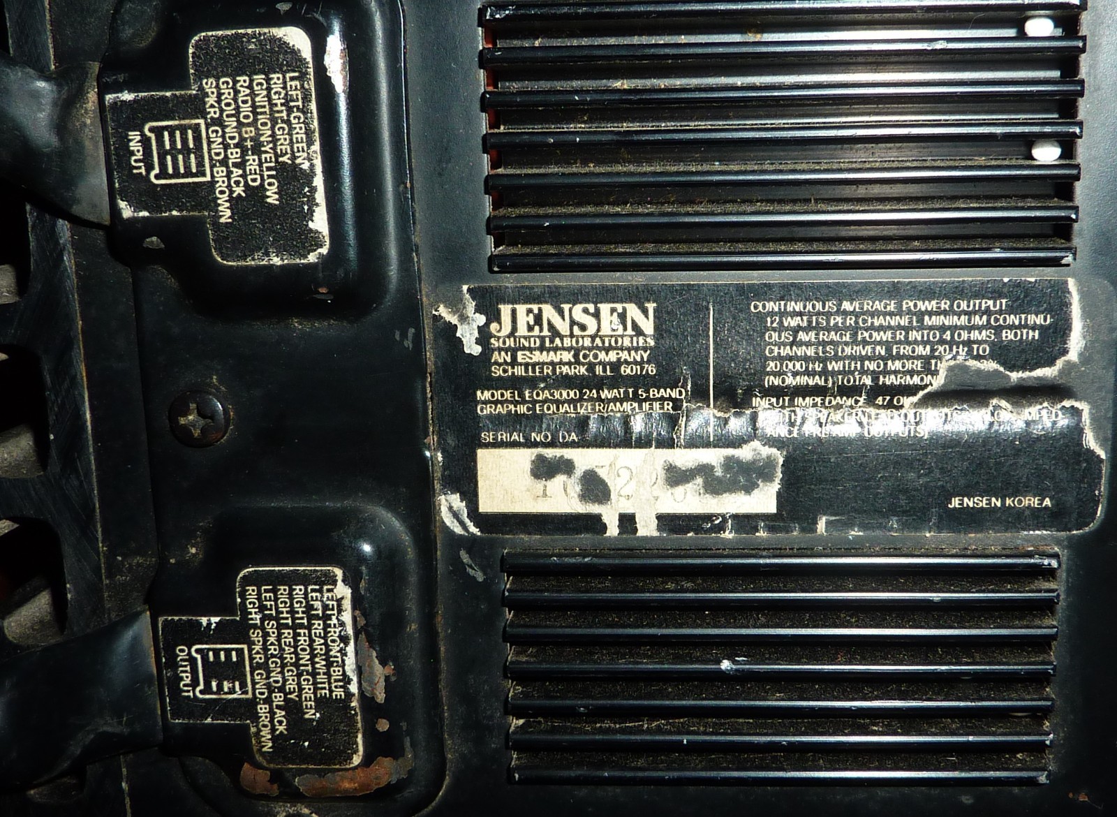 Jensen Model EQA3000 5-Band Graphic Equalizer Amplifier 24W