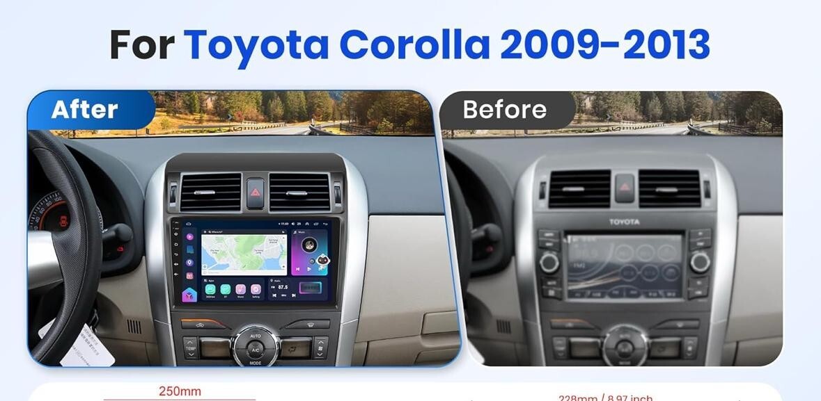 9” For Toyota Corolla 2009-2013 Apple CarPlay Android 8 Core 8+128G