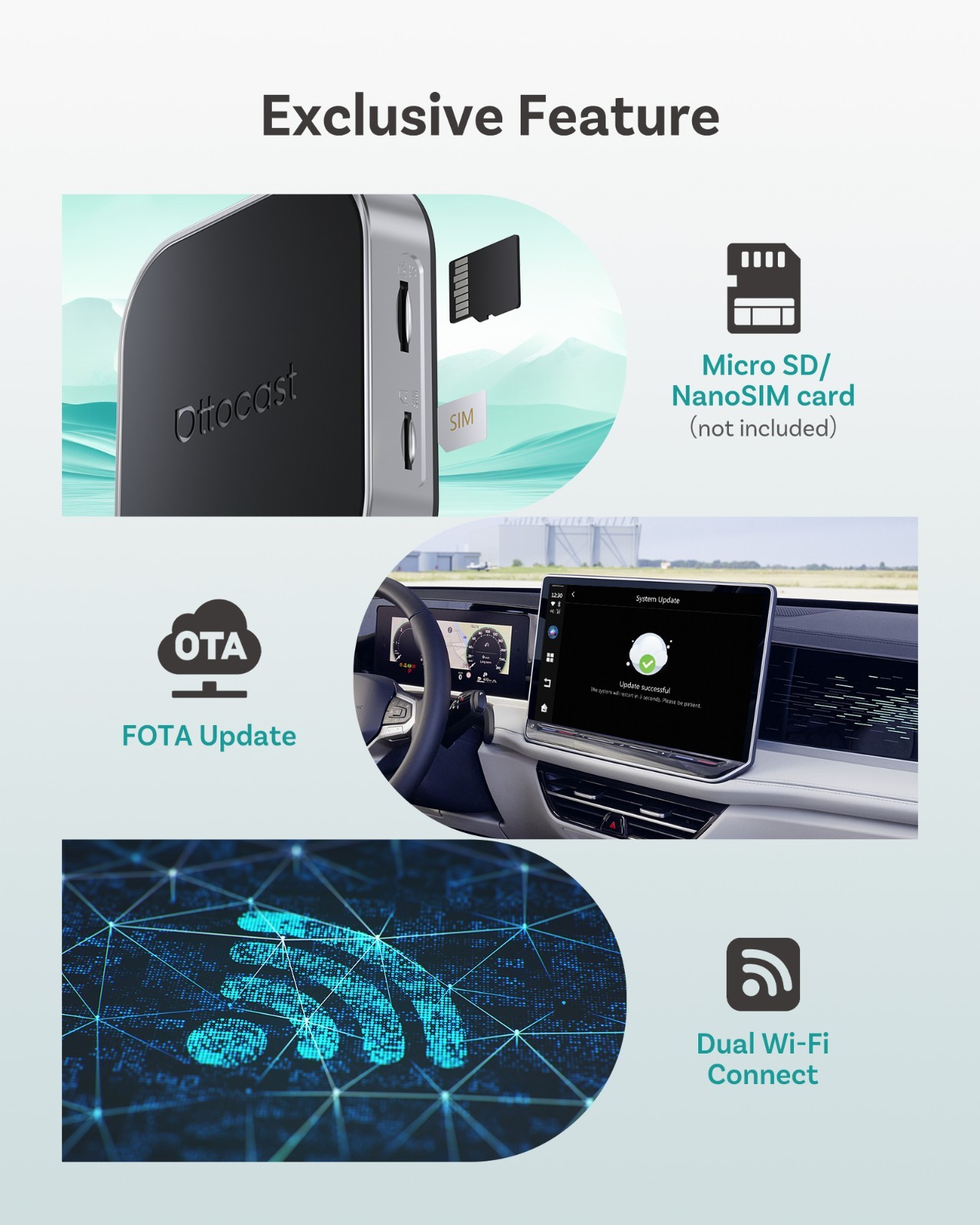 Wireless Android Auto CarPlay AI Box Android 12 Car Multimedia Streaming Device
