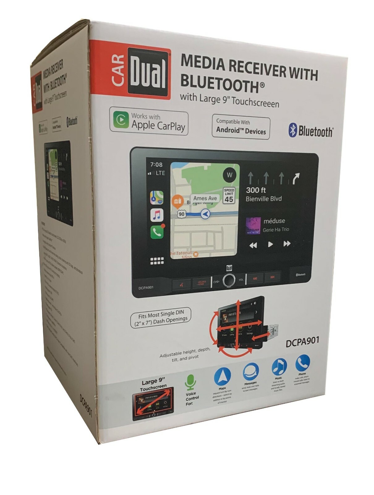 Dual DCPA901 9″ Touchscreen Carplay Auto Digital Media Receiver In-Dash Receiver
