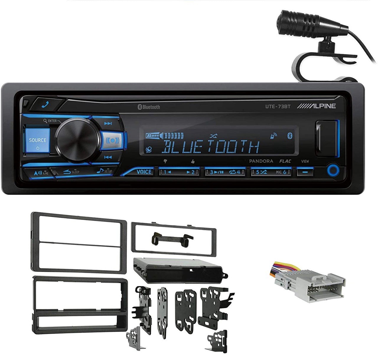Alpine UTE-73BT, Single-DIN Digital Media Stereo w/ Bluetooth, USB & Auxiliary