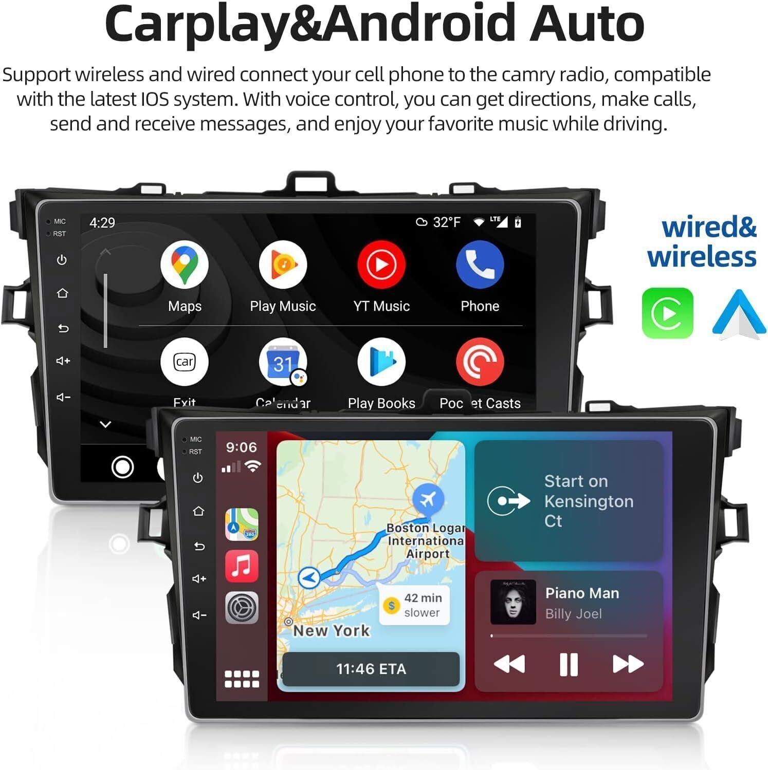 Android 15 4G+64G For Toyota Corolla 2007-2015 Car Stereo Radio CarPlay GPS WIFI