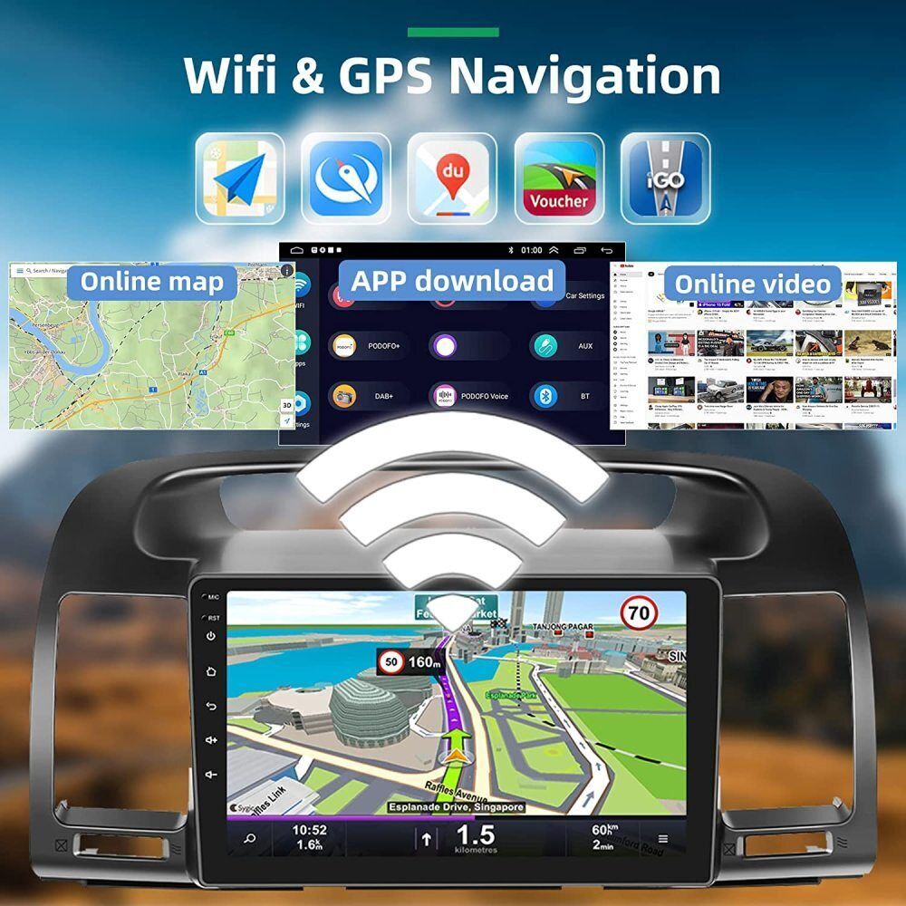 5G Wifi Radio HiFi SWC Backup Camera For 2002-06 Toyota Camry Carplay Android