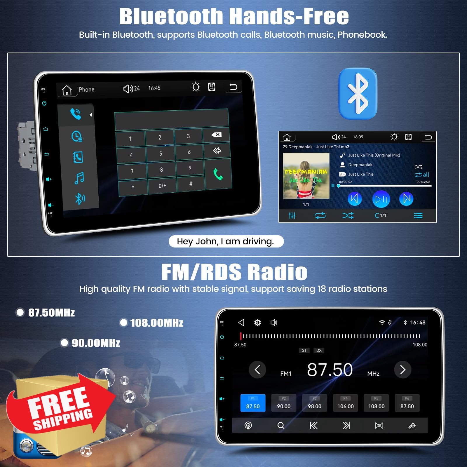 OiLiehu Single Din Car Stereo 10.1″ Touchscreen