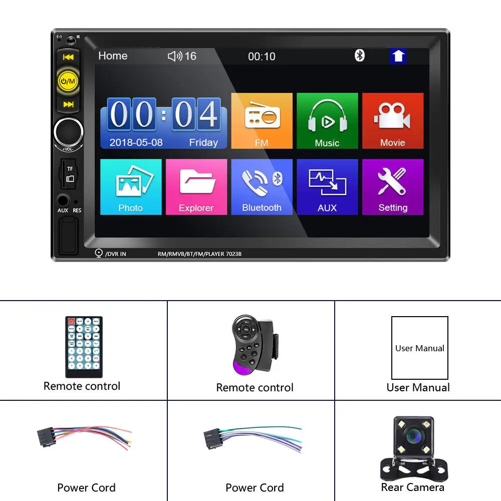 7" Double 2 DIN Car Radio Stereo Bluetooth FM USB SD IOS/Android MP5 Player