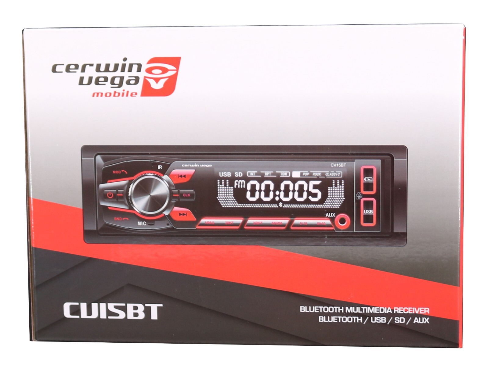 Cerwin Vega CV15BT Car Multimedia 1- Din Receiver w/ Bluetooth / USB/ SD/ Aux